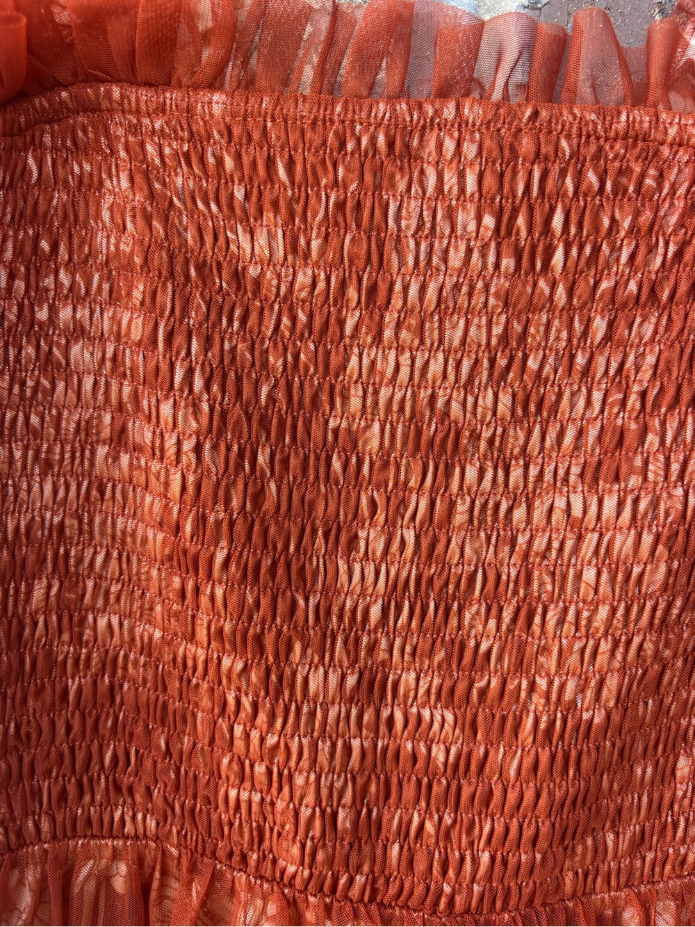Gorgeous Baltic Born Terracotta Floral Midi Dress Smocked Ruffle Tiered Boho - Picture 9 of 11